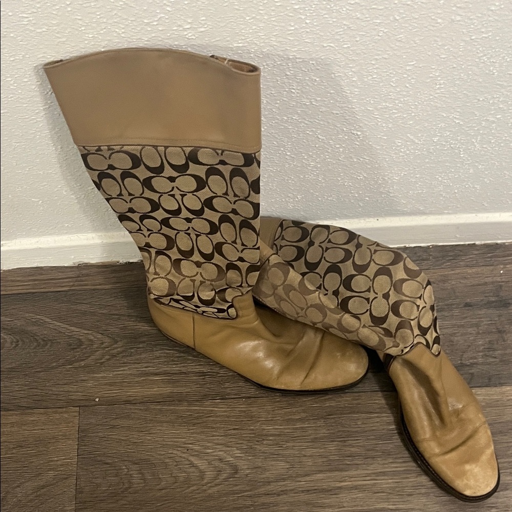Used-Great for project use- COACH Tan Patterned Women's Boots Size 10